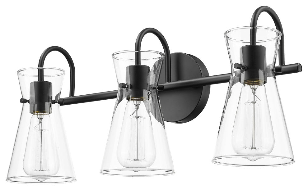 3 Light 22 in. Matte Black Vanity Light