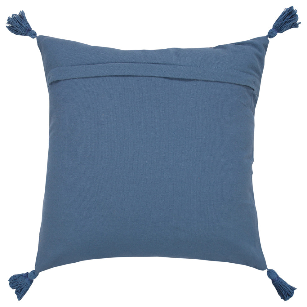 Deep Blue Traditional Textured Medallion Throw Pillow, Blue, 20"x20", Cover Only