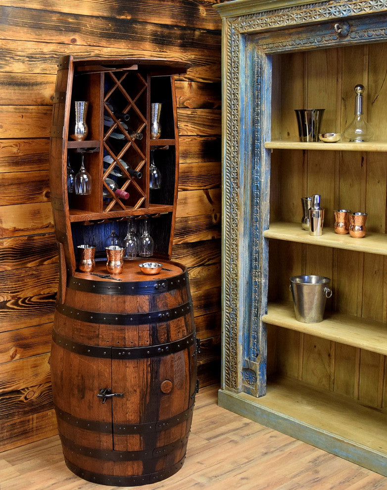 Shooter's Barrel Bar 7 Bottle Wine Hutch