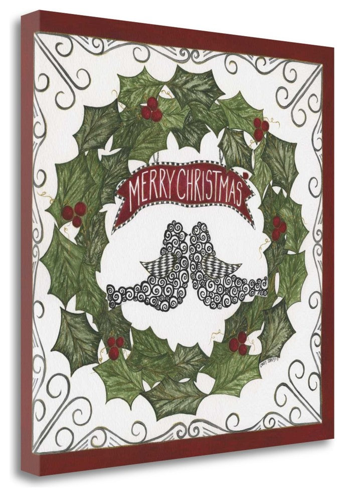 "Merry Christmas Wreath" By Cindy Shamp, Giclee Print on Gallery Wrap Canvas