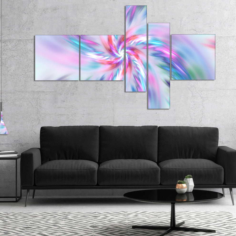 Exotic Light Blue Flower Petal Dance, Floral Canvas Art Print, 60"x32", 5 panels