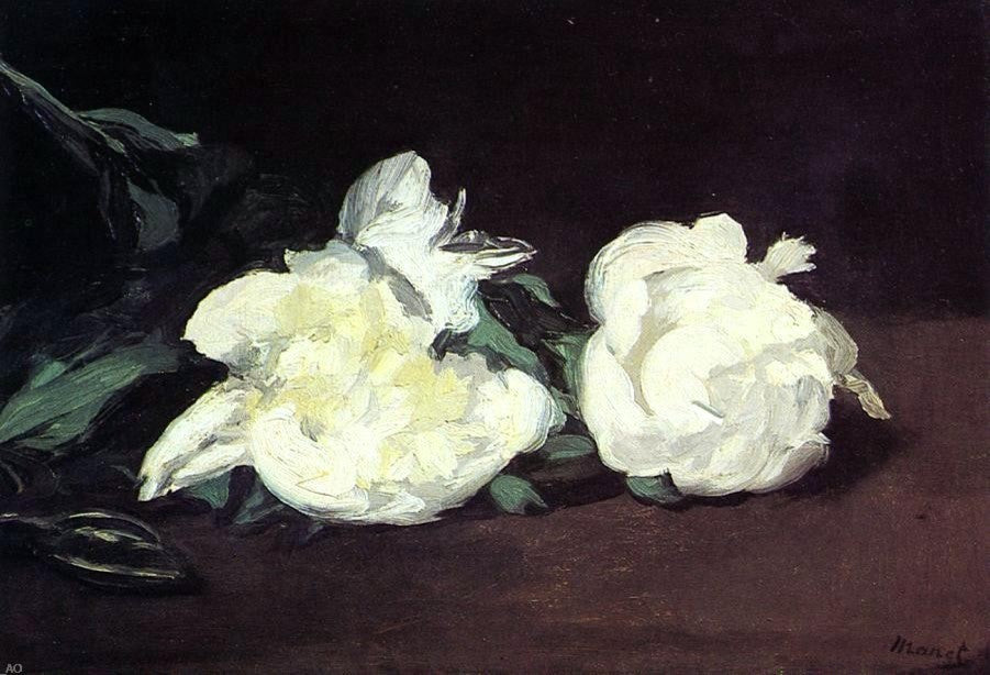 Edouard Manet Branch of White Peonies- With Pruning Shears Wall Decal