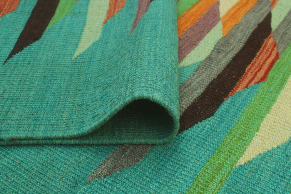 Winchester Kilim Salvador Turquoise/Charcoal Rug, 4'9x6'6