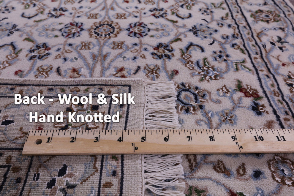 Runner Persian Nain Wool & Silk Hand-Knotted Rug 2' 5" X 12' 2" - Q14754
