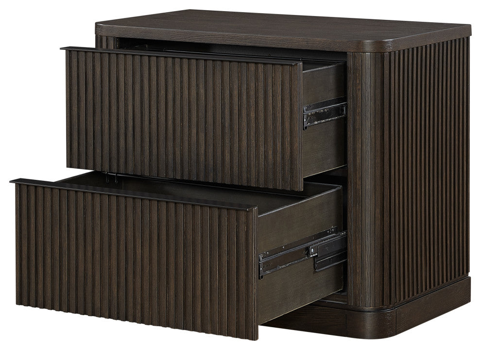 Contemporary Wood Lateral File Drawer, Office Storage, Brown