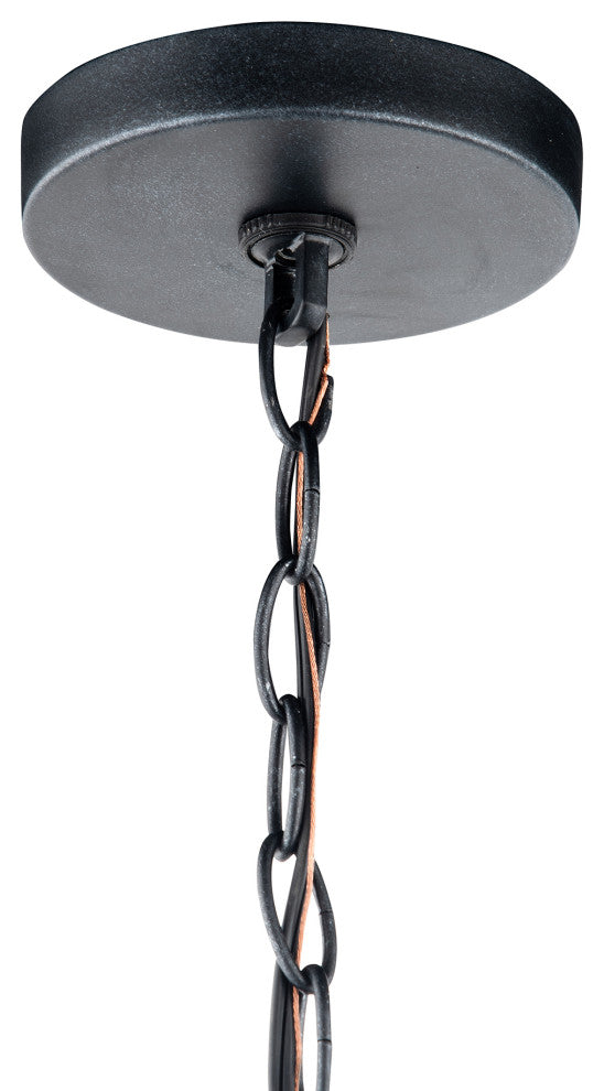 4 Light Black Wood Pendant