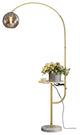 Modern Arc Floor Lamp With Shelf & Wireless Charger & USB Charging Port