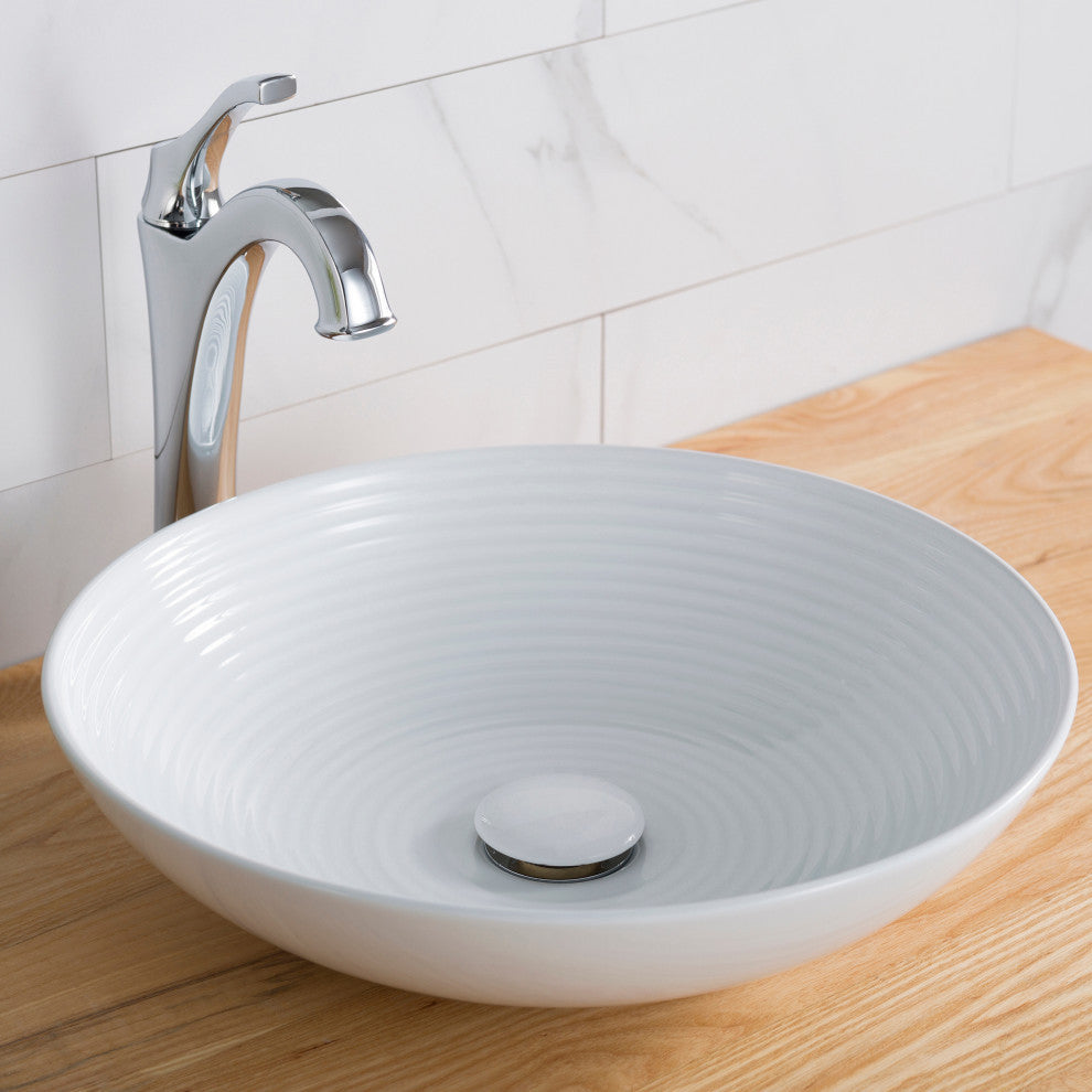 Viva Ceramic Round Vessel Bathroom Sink, White