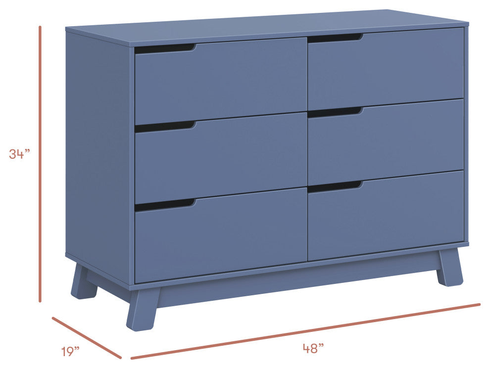 Hudson 6-Drawer Assembled Double Dresser, Cove Blue
