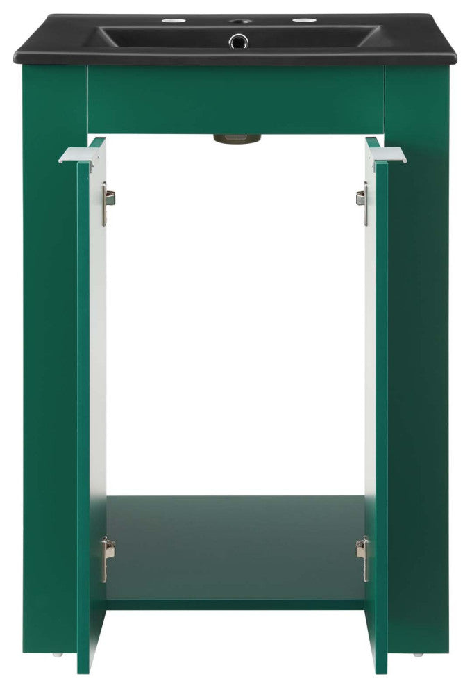 Sink Vanity Cabinet, Melamine, Green Black, Modern, Hotel Bedroom Bathroom
