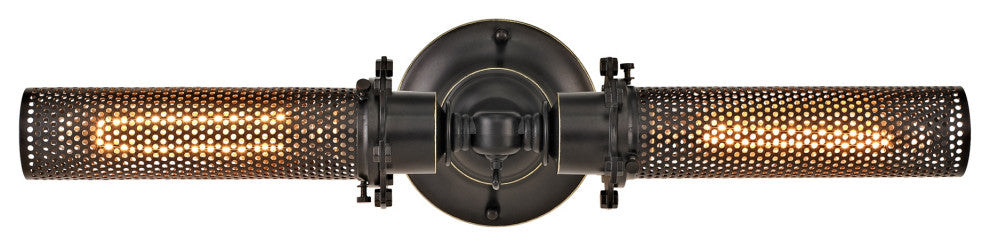 2-Light Vanity Wall Sconce with Mesh Shades, Oil-Rubbed Bronze Finish