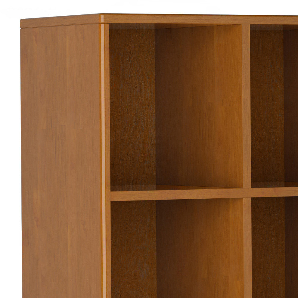 Harper Solid Hardwood Cube Storage With Drawers, Teak Brown, 42"