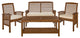 4-Piece Acacia Wood Outdoor Patio Conversation Set with Cushions - Dark Brown