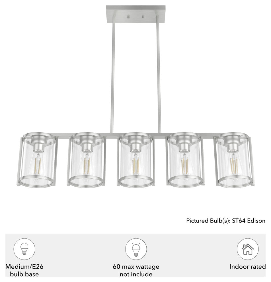 Astwood Brushed Nickel With Clear Glass 5 Light Chandelier Ceiling