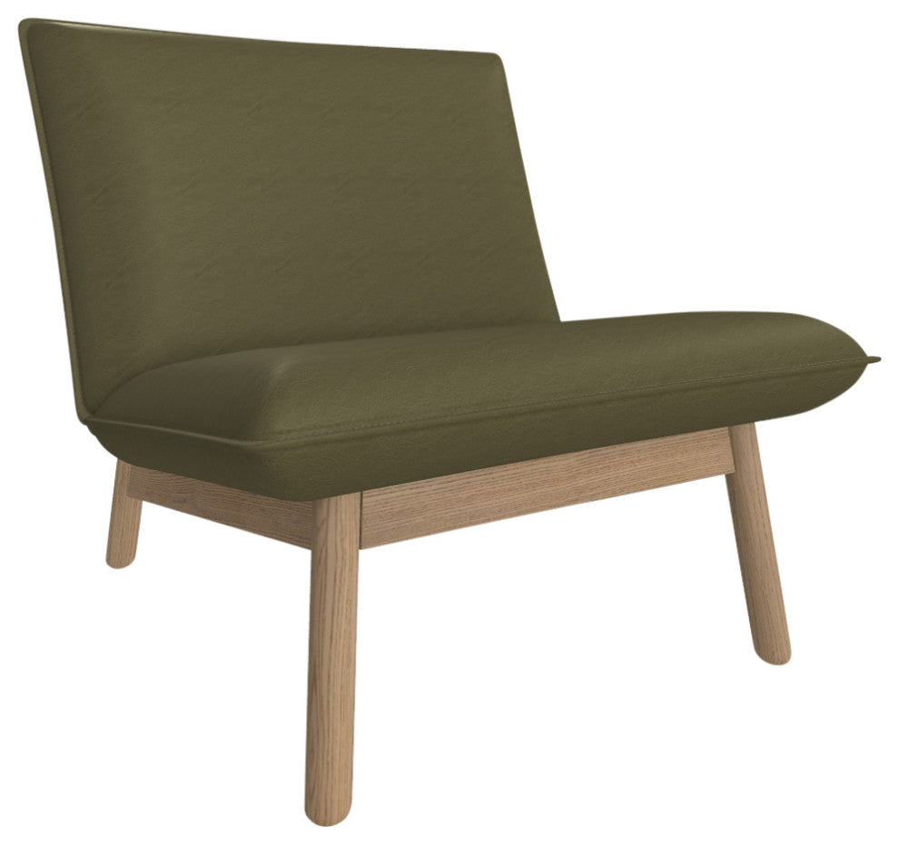Cantor Leather Lounge Chair, Finish Shown: Dove, Leather Shown: Fern