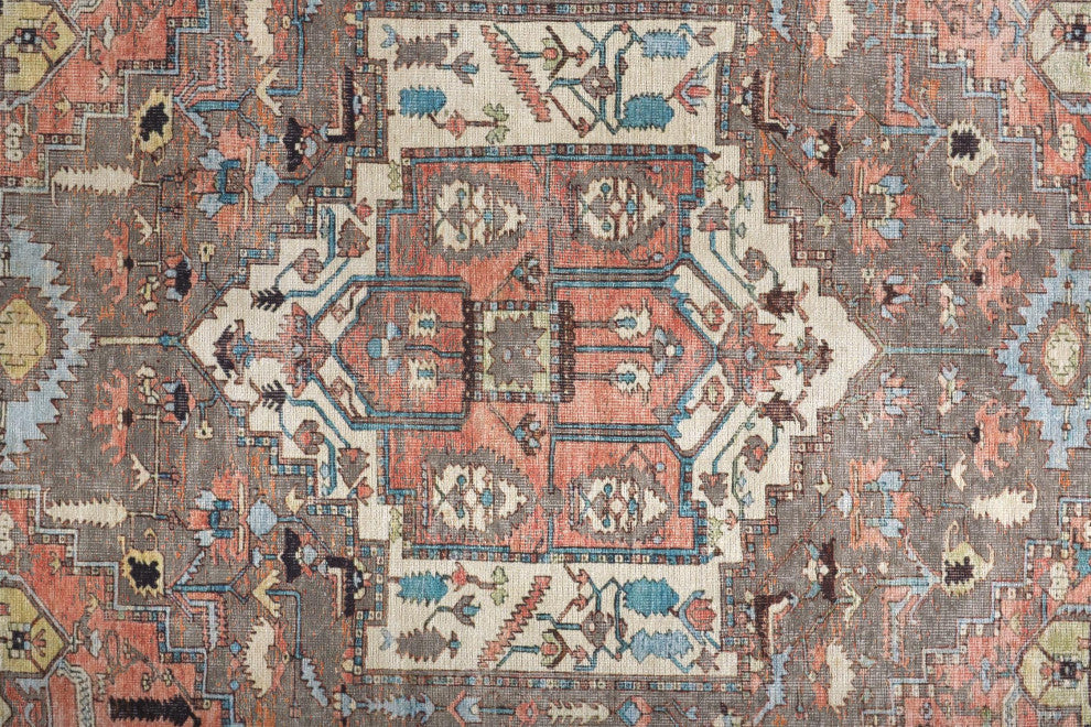 Weave & Wander Prescott Machine Washable Area Rug, Gray/Multi, 7'10"x9'10"
