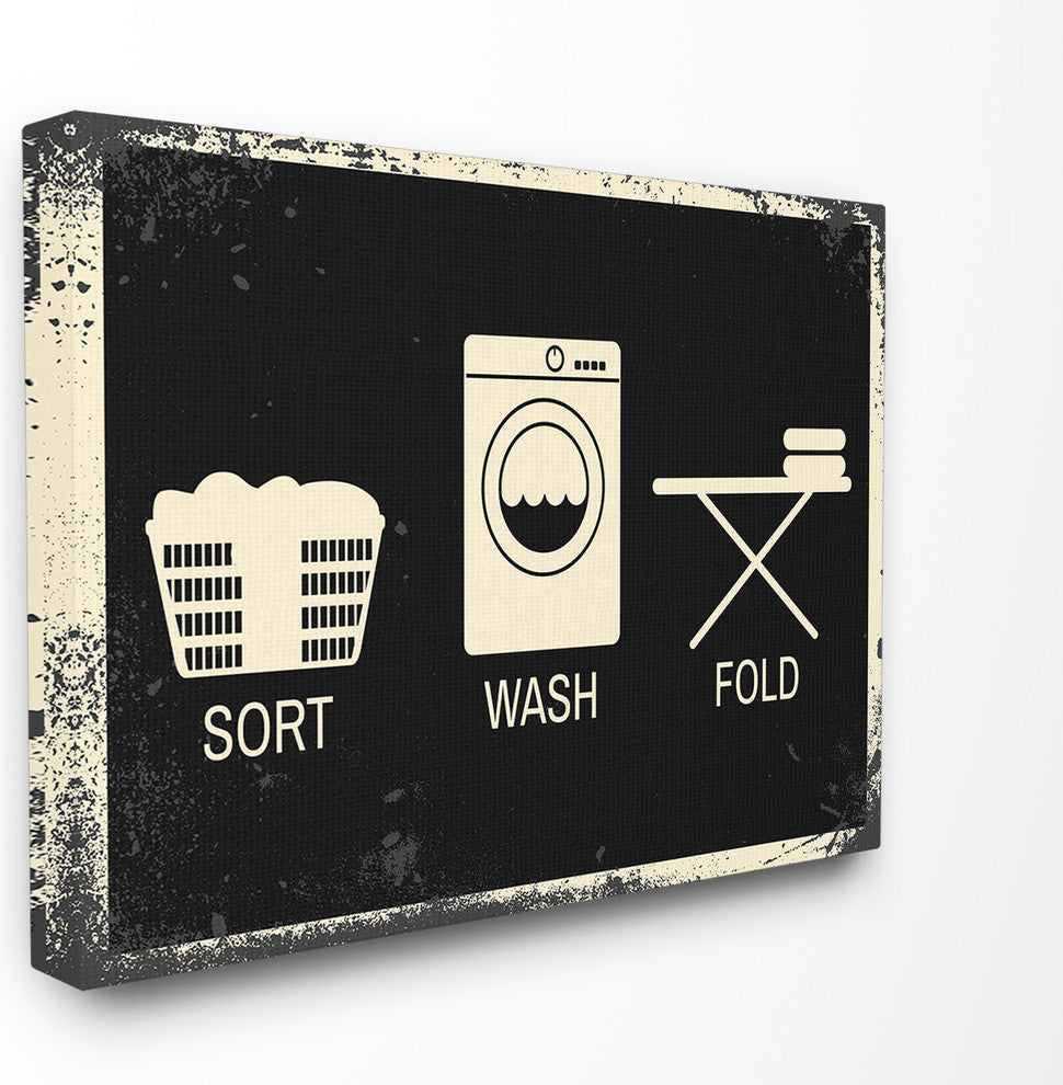 Sort Wash Fold Symbols Industrial, 30"x40", Stretched Canvas Wall Art