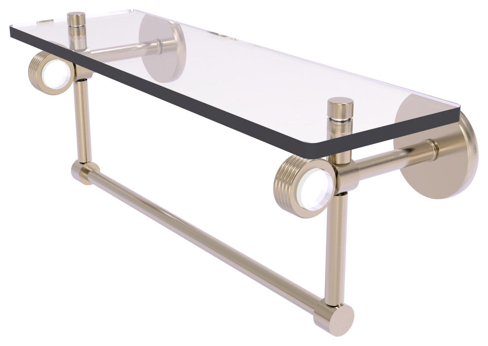 Clearview 16" Glass Shelf and Towel Bar and Groovy Accents, Antique Pewter