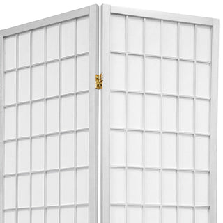 Classic Shoji Screen with 8 Hinged Panels and Translucent Rice Paper Inserts, White