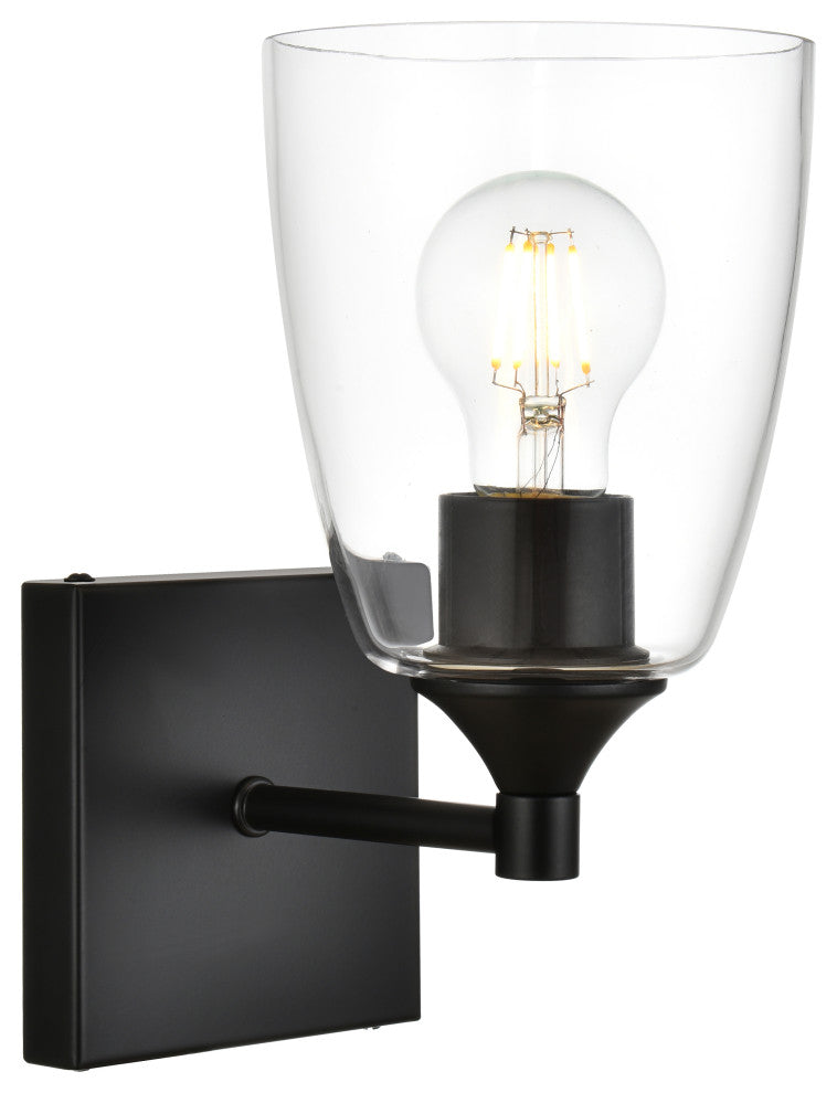 1 Light Black And Clear Bath Sconce