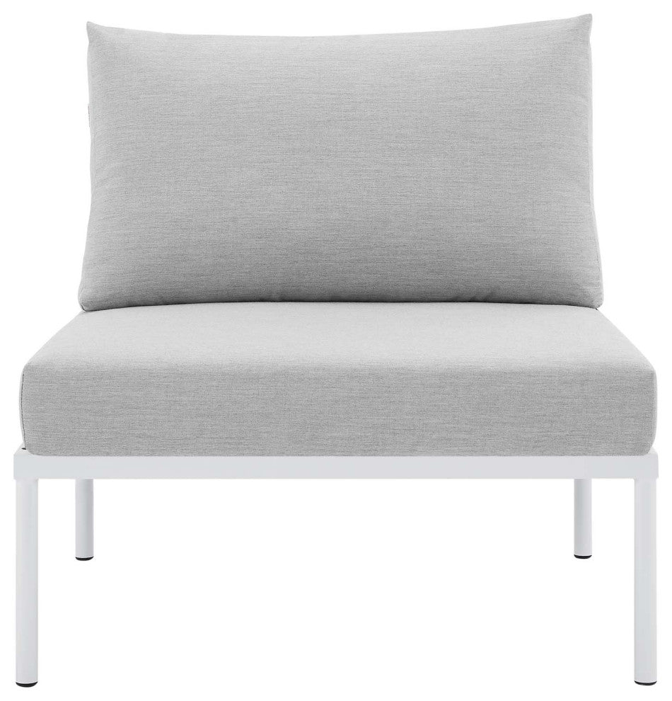 Side Dining Chair, Sunbrella, Aluminum, Metal, Gray, Modern, Outdoor Patio