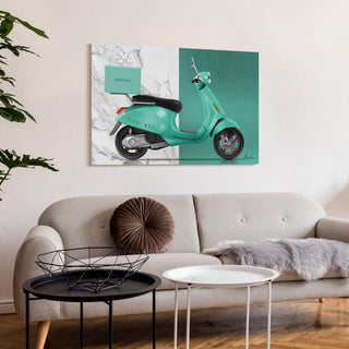 "Tiffany Delivery" Frameless Free Floating Tempered Glass Panel Graphic Wall Art