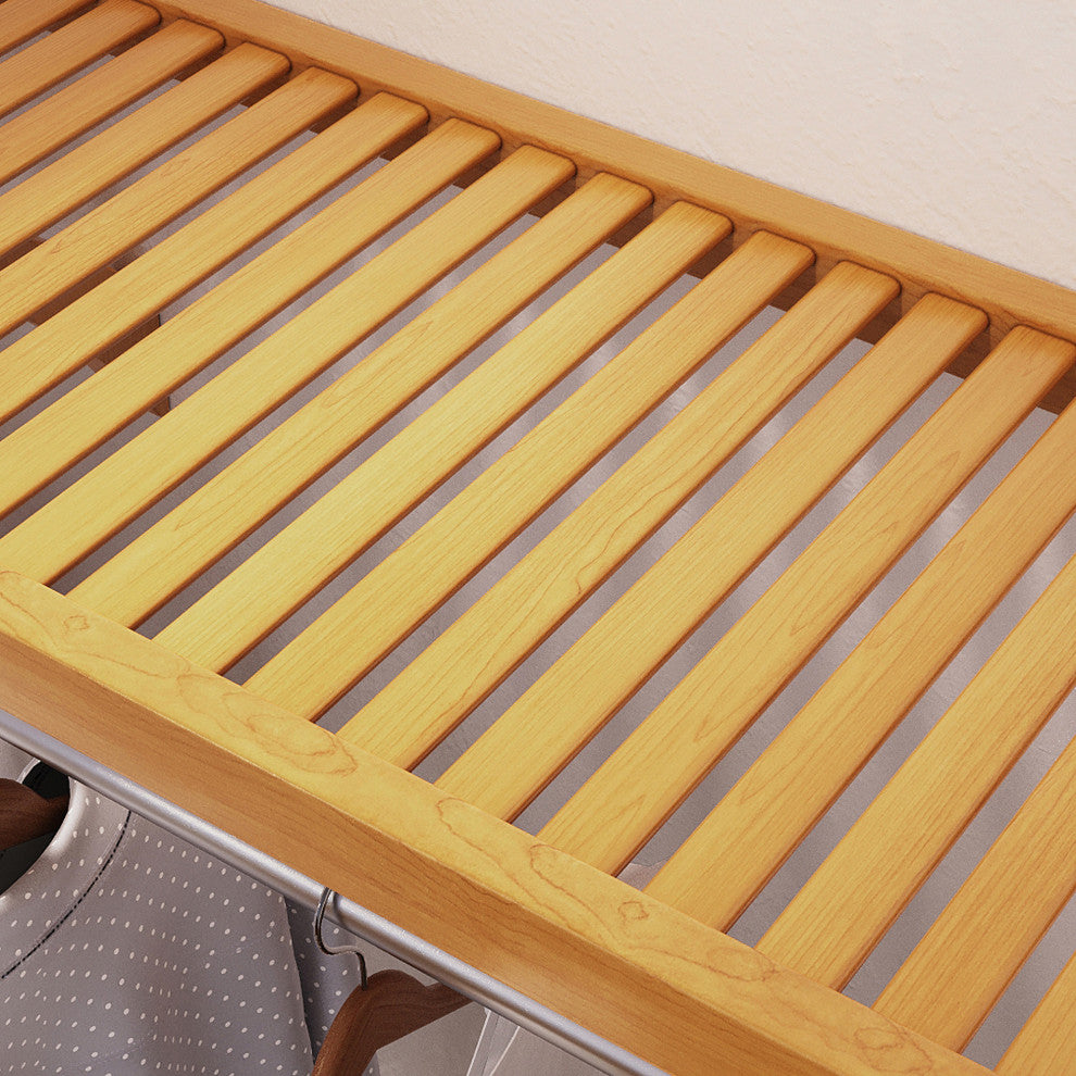 Solid Wood Walk-In Closet Organizer with 6-Drawers and 2-Doors, Honey Maple