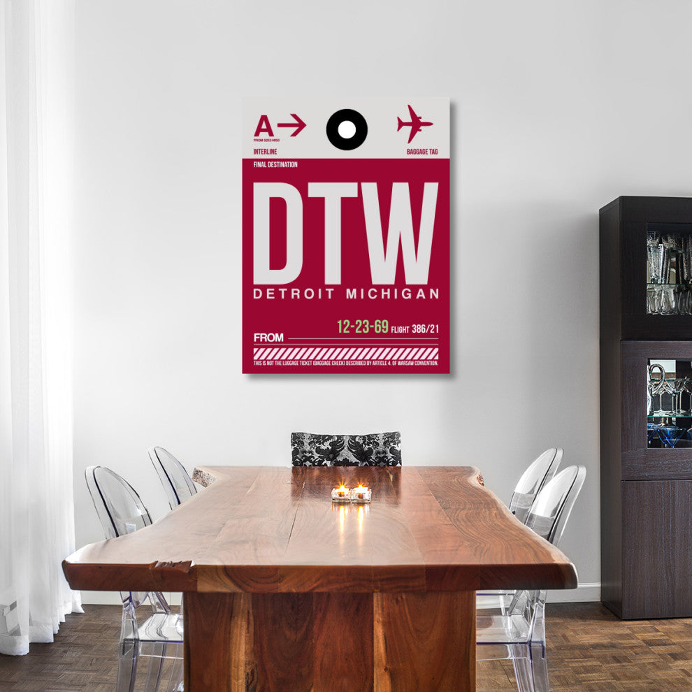 "DTW Detroit  Luggage Tag 1" Fine Art Print