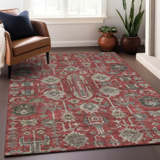 Premium Machine Washable Mayfield AMF697 Red 5' x 7'6" Rug