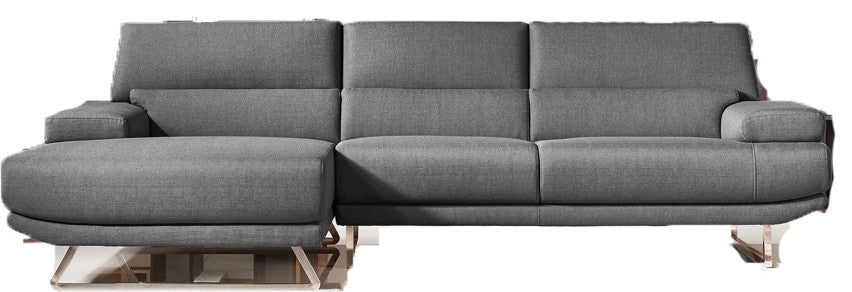 32" Grey Fabric Foam Wood and Steel Sectional Sofa