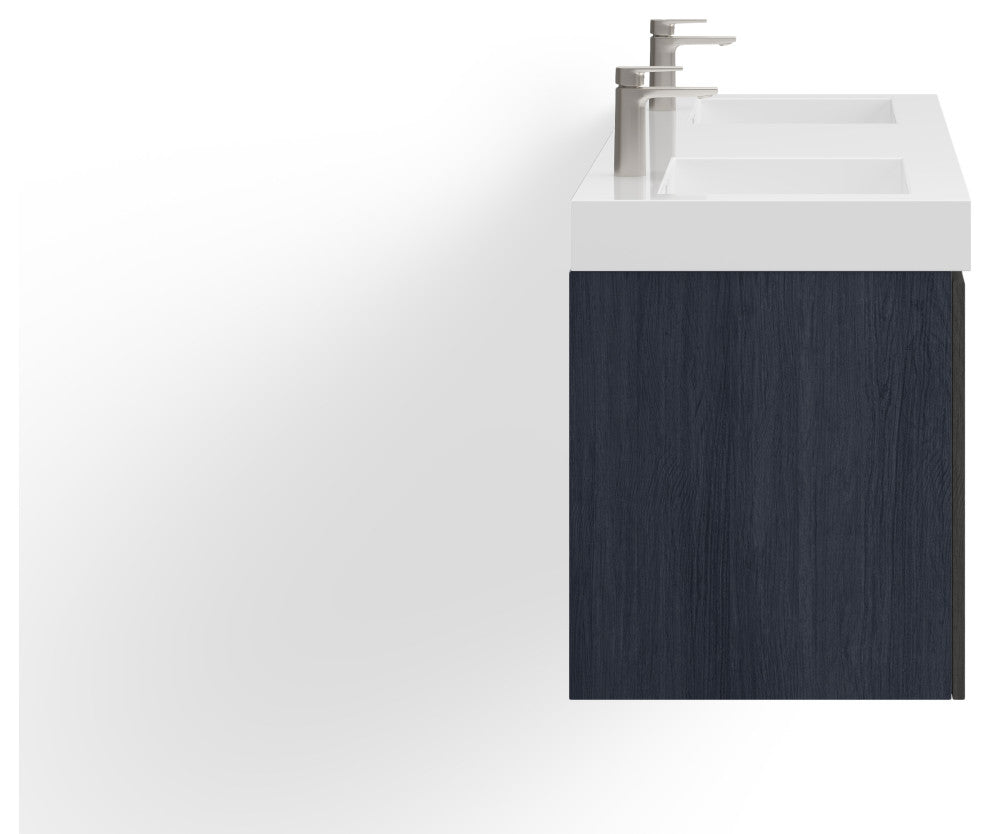 Boutique Bath Vanity, Gray Oak, 60", Double Sink, Wall Mount