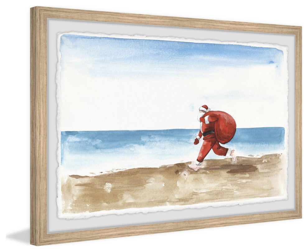 "Runaway Santa" Framed Painting Print, 45x30