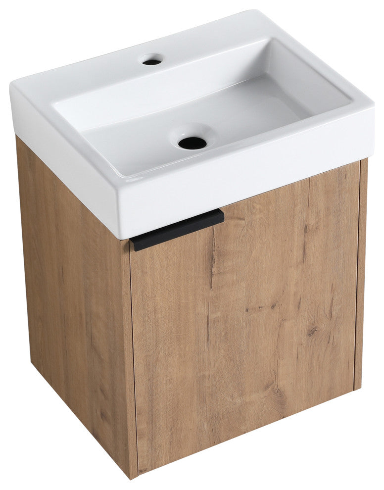 Wall-Mounted Bath Vanity, Ceramic Top and Basin