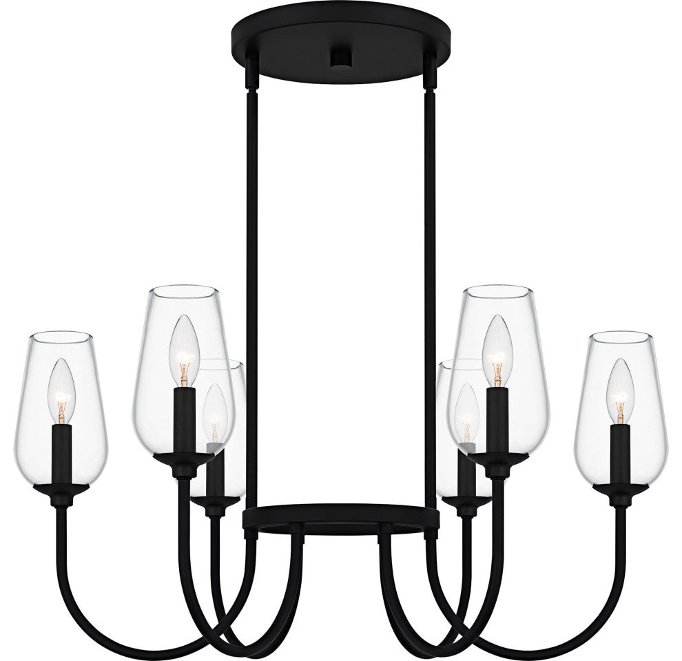 Quoizel VSC5028 Viscount 6 Light 28"W Taper Candle Style - Matte Black