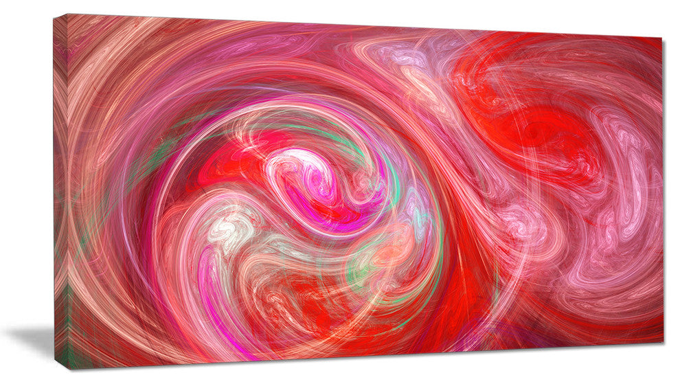 Red Fractal Pattern with Circles, Abstract Canvas Art Print, 40x20