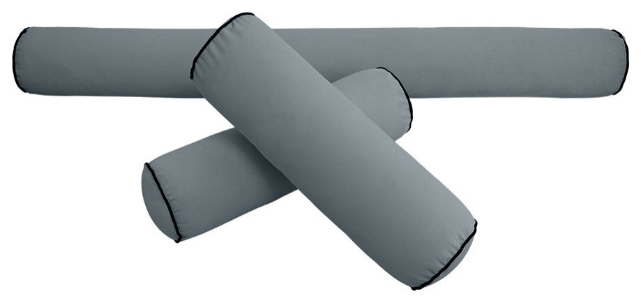 STYLE V6 Full Velvet ContrastPipe Indoor Daybed Bolster Pillow |COVER ONLY|AD347