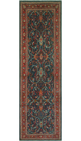 Fine Vintage Distressed Catarino Navy/Red Runner, 3'5x10'11