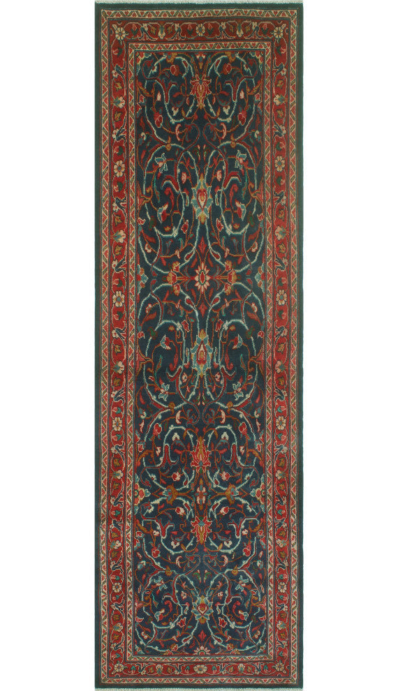 Fine Vintage Distressed Catarino Navy/Red Runner, 3'5x10'11
