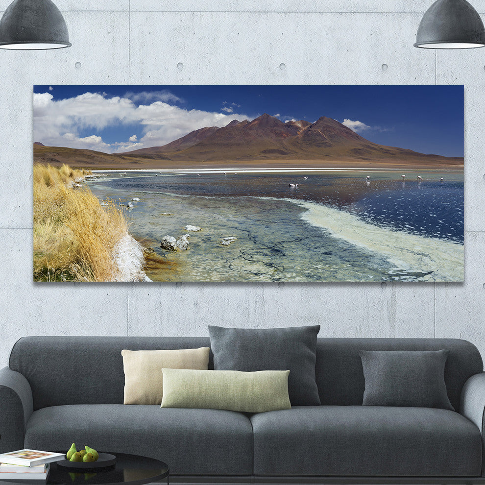 Desert Lake Laguna Canapa on Sunny Day, Modern Seashore Canvas Wall Art, 60"x28"