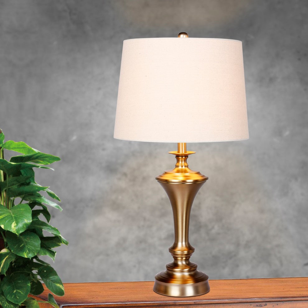 Urn Metal Table Lamps, Plated Antique Gold, 30"
