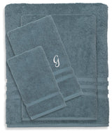 Denzi 4-Piece Towel Combination Set With Monogrammed Letter, G, Denzi Blue