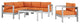 Silver Orange Shore 5-Piece Outdoor Patio Aluminum Sectional Sofa Set