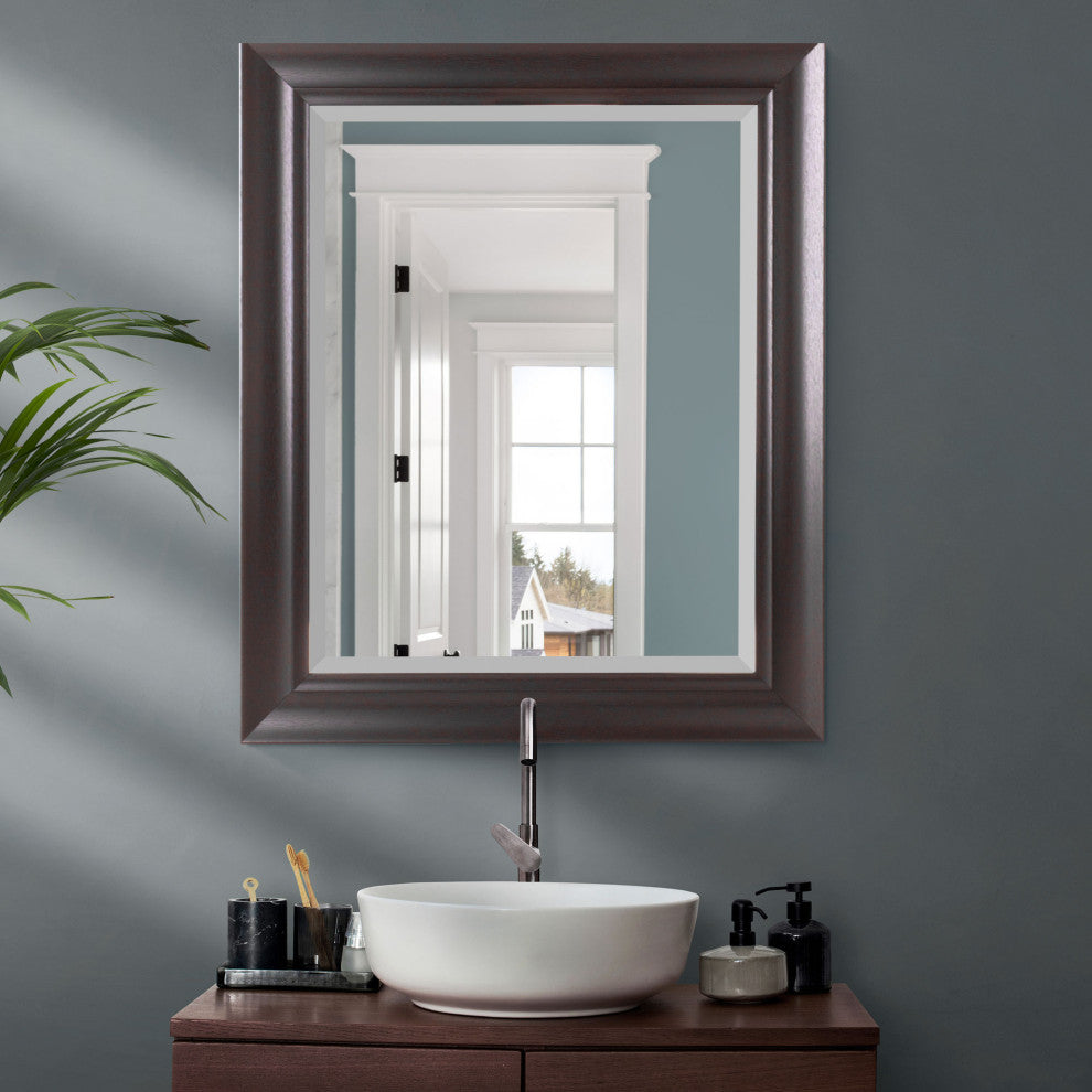 Head West Espresso Rectangular Framed Wall Vanity Mirror - 24" x 30"