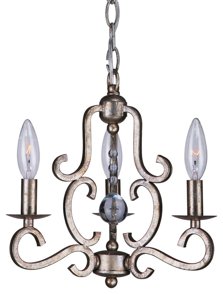 Crystorama 9347-OS, 3-Light Mini Chandelier, Olde Silver
