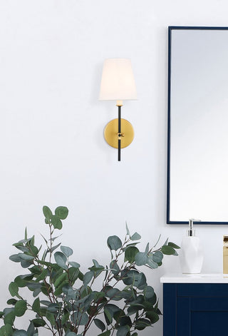 Brass And Black Finish And White Shade 1-Light Wall Sconce