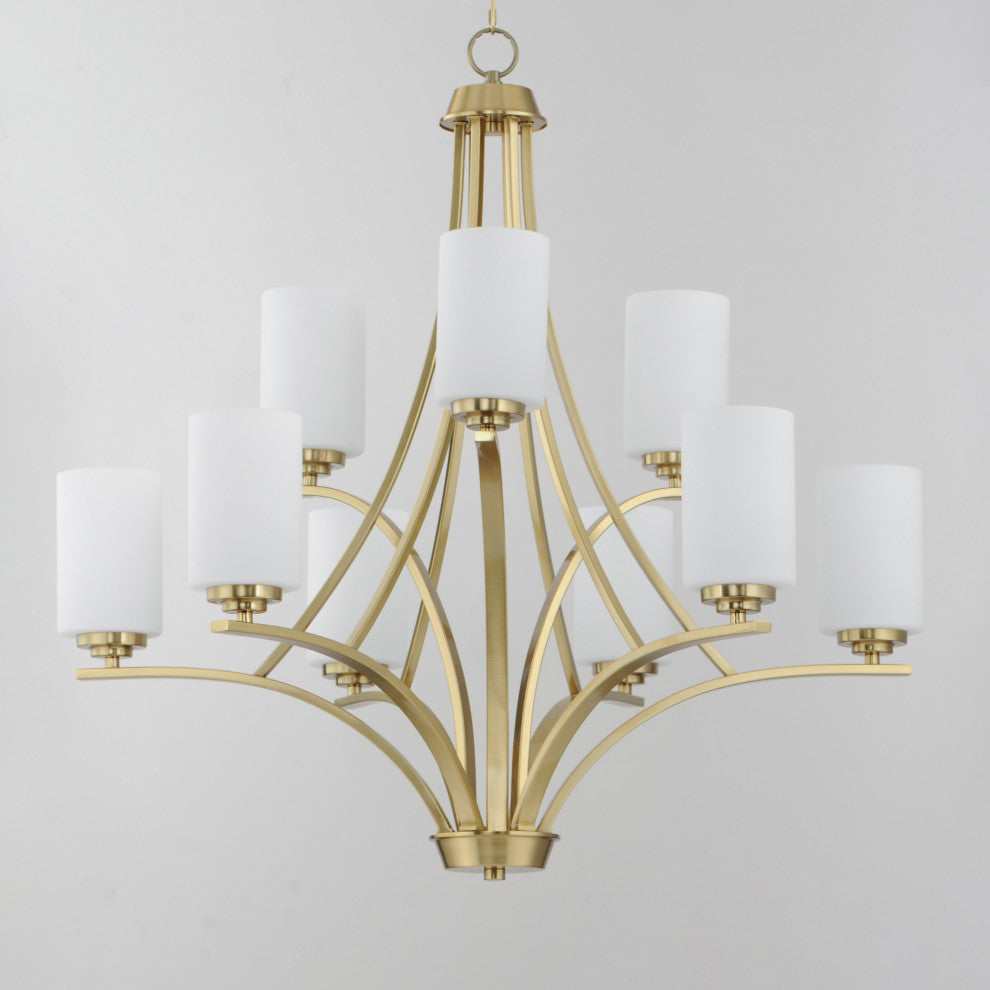 Maxim 20036 Deven 9 Light 32"W Pillar Candle Style Chandelier - Satin Brass