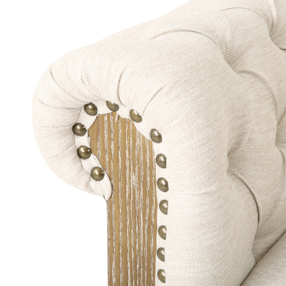 Chesterfield Tufted Club Chairs, Nailhead Trim, Set of 2, Beige/Dark Brown