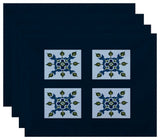 Four Square Geometric Print Placement, Deep Sea, Set of 4