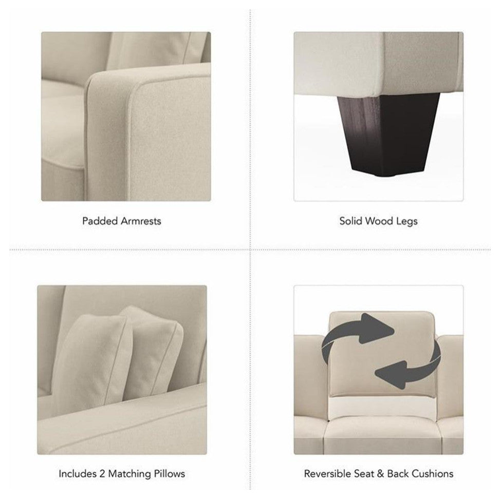 Catania Modern / Contemporary 61W Loveseat in Cream Herringbone Fabric