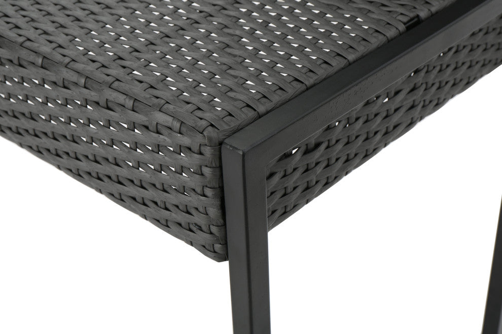 GDF Studio Conrad Outdoor Patio Gray Wicker Barstools, Set of 2